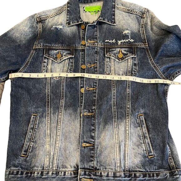NWT Free People X Sandrine Rose Oversized Denim Jacket "Not Yours" "L'Artiste" - Picture 10 of 12